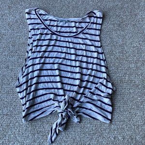 CHARLOTTE RUSSE Striped Nautical Tie Front Tank Top Navy & White Women's XL